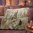 thumbnail image 6 of Woodland Cabin Retreat Bear Deer Vintage Forest Scene, Peaceful Woodland Scene, Warm Flannel Blanket for Living Room and Reading Nook, Wildlife Lovers Friendship Gift, Artistic Home Decor, 6 of 9