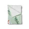 thumbnail image 2 of Cartoon Animal Soft Flannel Fleece Throw Blanket, Spring Friends Rabbit and Fox Floral Cartoon, Cozy Plush for Indoor and Outdoor Use, 70" x 90", Pale Green Vermilion, by Ambesonne, 2 of 5