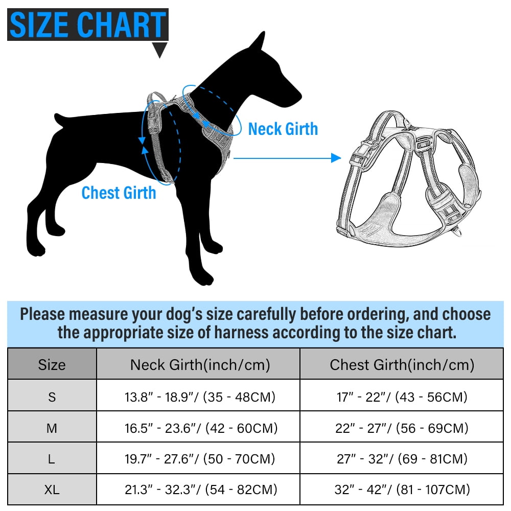 Plutus Pet No Pull Dog Harness, Release at Neck, Adjustable Reflective Dog Vest Harness, XL, Gray