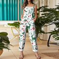 thumbnail image 5 of Women's Vintage Cotton Linen Overalls with Christmas Print - Casual Loose Jumpsuit with Shoulder Straps & Pockets, Army Green, Size L, 5 of 6