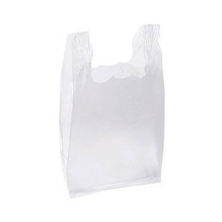 Kisston 400 Count Jumbo Size Plastic T Shirt Bags with Handles, 35 Mic, XX  Large Plain Plastic T Shirt Grocery Bags, Thick and Heavy Duty (Black,20 x