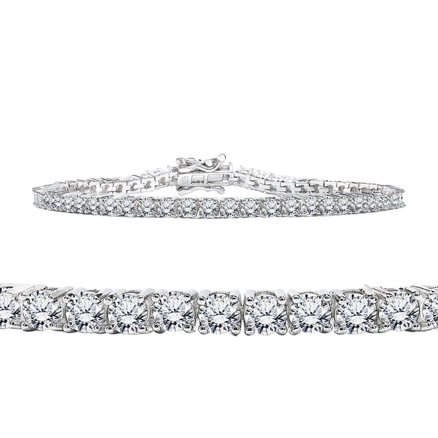 Pulsera clásica de tenis JeenMata 5,5 TCW con moissanita de corte redondo oro blanco 18 K