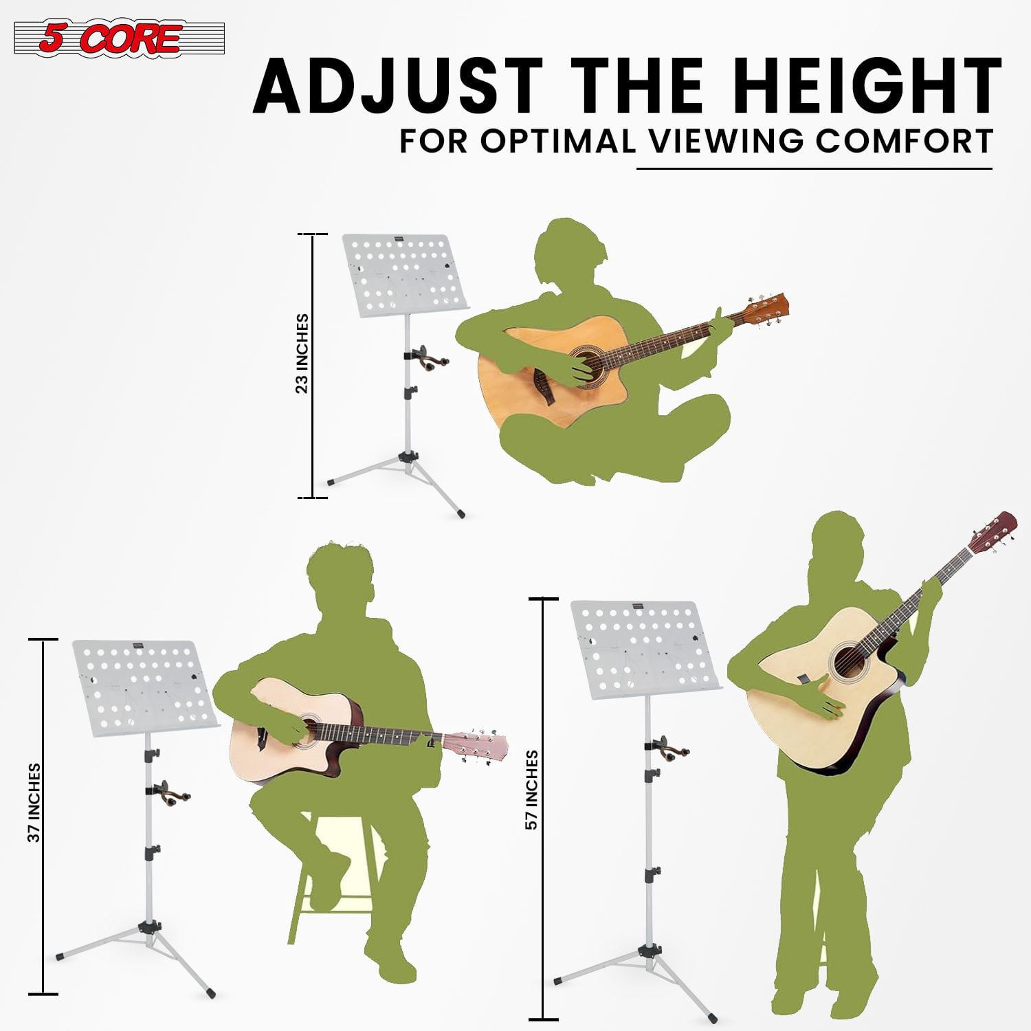 Music Stand for Sheet Music Heavy Duty Folding Portable Stands Book Clip Holder Music Accessories And Travel Carry Bag -MUS FLD HD ACC