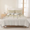 thumbnail image 3 of Queen Quilt Set 90''x96'', Weeping Flowers Lightweight Bedspread Coverlet Set with 2 Pillow Shams, Yellow Grey Spring Floral Rustic Burlap Breathable All Season Quilt Bedding for Bedroom/Guest Room, 3 of 9