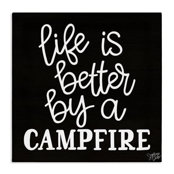 Stupell Industries Better By Campfire Text & Numbers Painting Wrapped Canvas Art Print Wall Art, 17 x 17