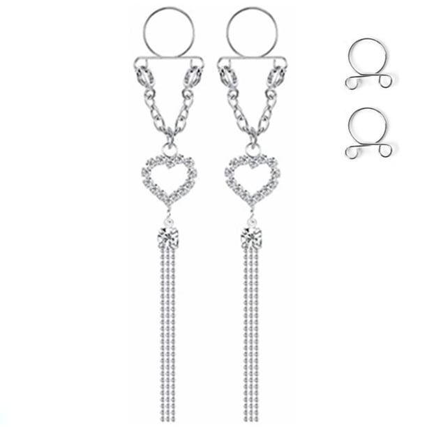 Anillo de pecho falso con borlas ajustables para perforar el pezón, joyería corporal