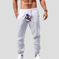 thumbnail image 2 of Zszcpp Men Work Pants Elastic Waistband Cartoon Print Relax Cropped Long Fitetd Lounge Trousers Casual Trouser, 2 of 5