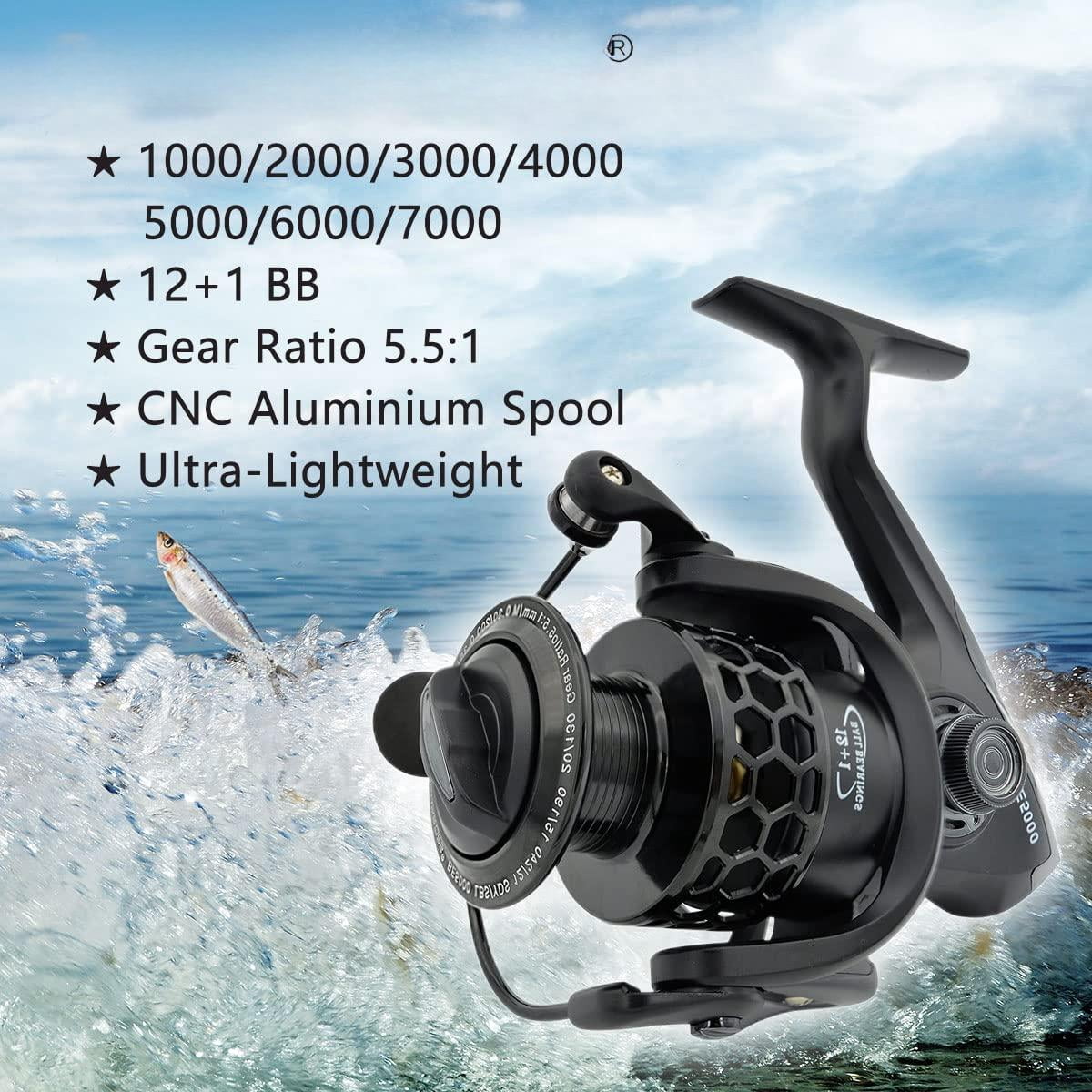 Spinning Fishing Reels 12+1bb Ultra Lightweight Carved Aluminum Spool Affordable Smooth