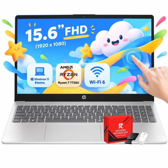HP 15.6" FHD Touchscreen Laptop for Business - AMD Ryzen 7 7730U, 16GB RAM 512GB SSD, Windows 11 Home
