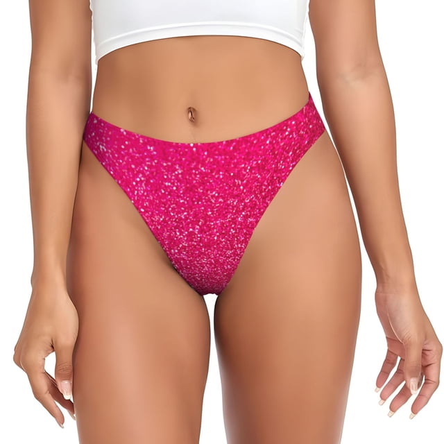 Fotbe Rose Red Glitter Tanga Sin Costuras para Mujer con Estampado – Panties Invisibles, Transpirables y Cómodos para Uso Diario-XX-Large
