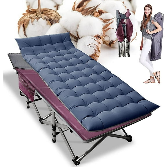 Lilypelle Folding Bed Cot with 3.3 Inch 2 Sided Mattress, 75"* 28" Folding Sleeping Cot Guest Bed, Folding Camping Cots with Carry Bag