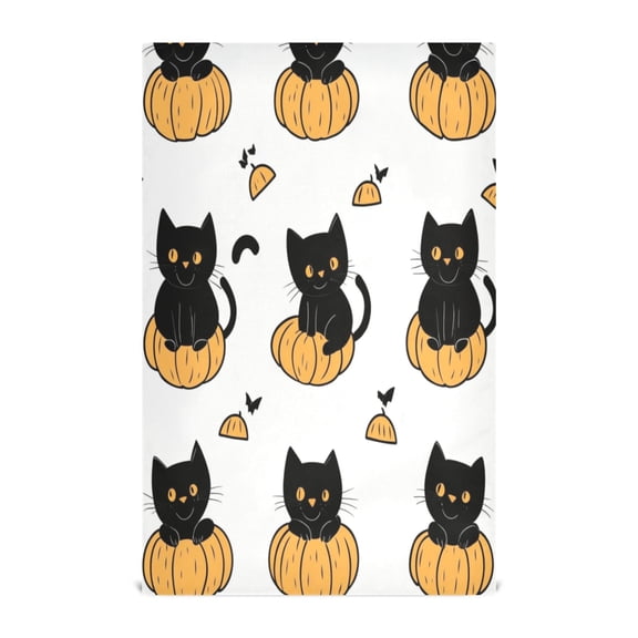 Cute Black Cat Decorative Waffle Towel Kitchen Dishcloth 28x18in Multi-Use Tea Towel
