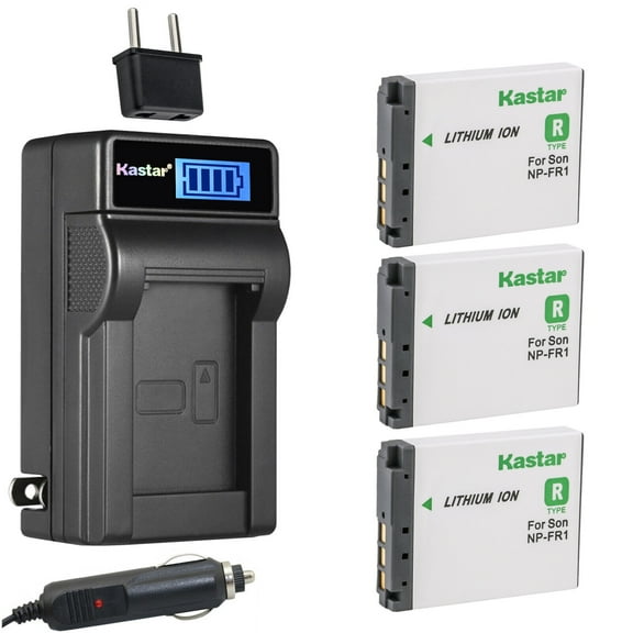 Kastar 3-Pack NP-FR1 Battery and LCD AC Charger Compatible with Sony Cyber-Shot DSC-P100PP, Cyber-Shot DSC-P100/R, Cyber-Shot DSC-P100/S, Cyber-Shot DSC-P120, Cyber-Shot DSC-P150
