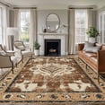 thumbnail image 2 of Retro Ethnic Large Area Rugs 6x9 ft Tribal Boho Brown Vintage Oriental Washable Rug Non Slip Indoor Carpet Absorbent Floor Mat for Living Room Bedroom Dining Room, 2 of 9