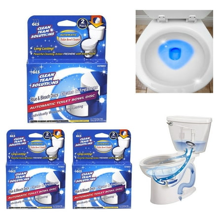 - 6 Pc Automatic Bleach Toilet Discs Bowl Flush Cleaner Stain Remover Tablet Tank