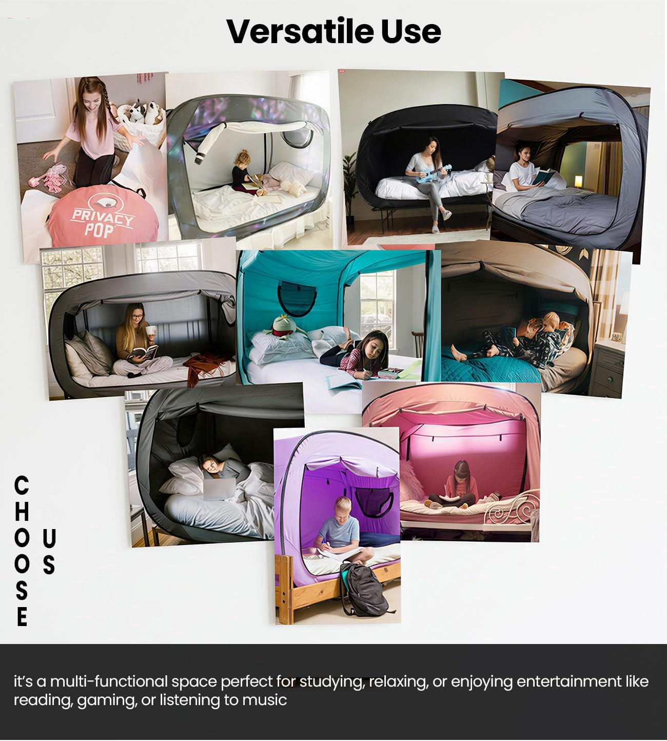 Bed Tent Full Bed Canopy Portable Dream Tent for Adult Indoor Sleeping Tents with 2 Doors Breathable Private Space Tents, Grey