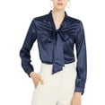 thumbnail image 3 of Allegra K Women's Irregular Dotted Work Long Sleeve Tie Neck Blouse, 3 of 7