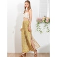 thumbnail image 2 of INSPIRE CHIC Pantalones de pierna ancha con cordón y borlas en la cintura elástica con abertura alta boho para mujer Amarillo XL, 2 of 6