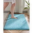 thumbnail image 4 of Teal Bathroom Rug 24x48 Non Slip Fluffy Bath Mat for Bathroom Floor Washable Plush Luxury Bath Rug for Tub Soft Shaggy Absorbent Shower Sink Mat, 4 of 18