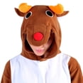 thumbnail image 2 of Pijamas de dibujos animados de ciervo sika de Papá Noel para hombres y mujeres, ropa bonita y cálida para el hogar, forro polar con ciervo navideño, 2 of 6