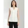 thumbnail image 3 of DARING DIVA Sleeveless Pleated Front Work Office Blouse L White, 3 of 6