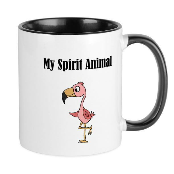 CafePress - Funny Flamingo Spirit Animal Mugs - Ceramic Coffee Tea Novelty  Mug Cup 11 oz 