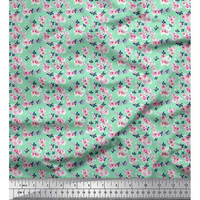 Soimoi Rayon Fabric Flower Artistic Print Fabric by Yard 56 Inch Wide