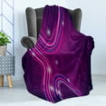 thumbnail image 4 of Eggplant Soft Flannel Fleece Throw Blanket, Abstract Purple Parallel Lines in a Violet Environment with Circles, Cozy Plush for Indoor and Outdoor Use, 60" x 80", Violet Pink, by Ambesonne, 4 of 5