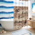 thumbnail image 5 of No Hook Shower Curtain, Farmhouse Star Brown Shower Curtains for Bathroom with See Through Top Window, Retro Branches Berry Wooden Grain Waterproof & Washable Bath Curtain Small Stall 36"x78", 5 of 9