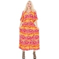 thumbnail image 5 of HAPPY BAY Women's Summer Loungewear Casual Kaftan Beach Cover Up Slit Dress Maxi Dresses Caftans for Women 2X-3X Ruby, Palm Tree, 5 of 5