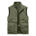 thumbnail image 3 of BiZtdJrK Mens Big and Tall Vest Lightweight Casual Work Vests Stand Collar Sleeveless Cargo Vest Outdoor Hiking Travel Golf Vest with Pockets Prime Sales Today Army Green XXXXL, 3 of 4