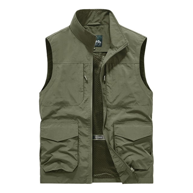 Work Jackets for Men,Mens-Drying Work Clothes Jacket Solid Color Stand-Up Collar Zipper Waistcoat,Mens Work Jacket,Work Clothes for Men