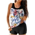 thumbnail image 2 of Nrmvnmi Tankini Swimsuits for Women 2 Piece Bathing Suits Floral Prints Round Neck Swim Tank Top with Boy Shorts Modest Swimwear Mothers Day Gifts, 2 of 6
