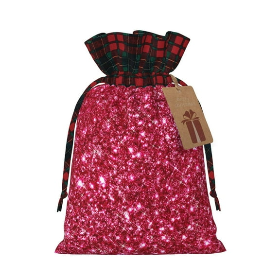 Naloa Pink Glitter Christmas Gift Bags Christmas Drawstring Gift Bags Christmas Trees Decorations Indoor Holiday Party Christmas Treat Bags-Black