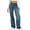 Blue, variant on RQYYD Women Mid Waisted Bootcut Jeans Zip Stretchy Slim Casual Double Button Flare Denim Pains with Distressed Pocket