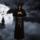 thumbnail image 4 of Disfraz de monjes medievales de Halloween, conjunto de disfraces de cosplay de mago de fraile clásico, talla XXL (negro), 4 of 5