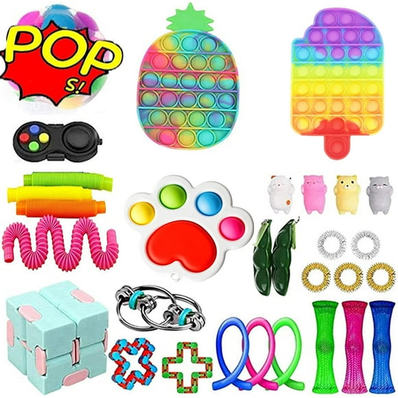 Fidget Toys Pack Cheap Pop Bubble Sensory Fidget Pack Stress Relief Toys with Marble Mesh Pop Anxiety Tube for Adult (Bag 26 4)
