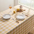 thumbnail image 2 of Checkered Tablecloth Rectangle, Outdoor Linen Cotton Gingham Table Cloth with Tassel, Heavy Duty Wrinkle Free Buffalo Plaid Table Cover for Kitchen Dining Home Party - 55 x 84 Inch, Yellow, 2 of 12