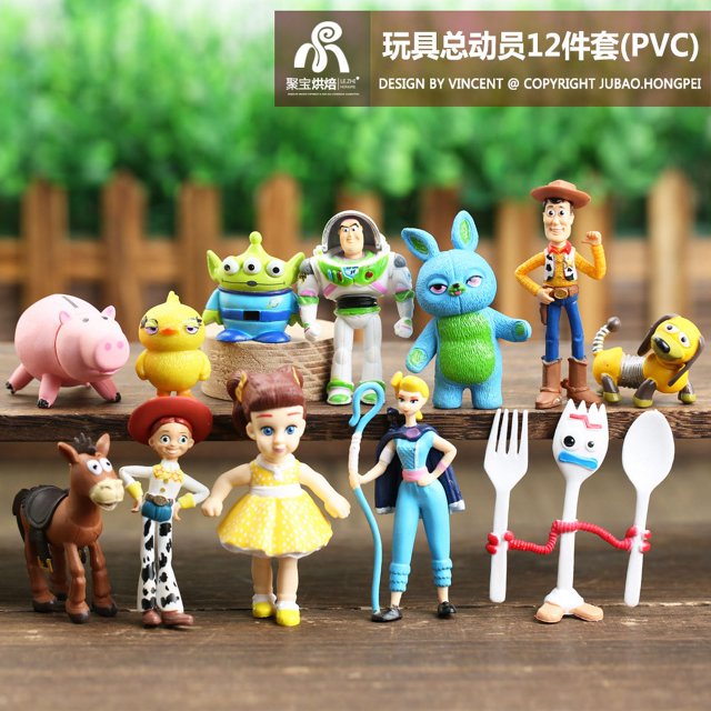 Figuras de Toy Story 4, Woody, Jessie, Buzz Lightyear, Bullseye, Forky, Ducky, Bunny, juguetes de PVC, 12 unidades por juego