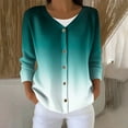 thumbnail image 2 of Miluxas Cardigan Sweaters for Women Casual Button Down V Neck Knit Cardigans Sweater Fall Gradient Print Long Sleeve Clothes Green XXXL(XXXL), 2 of 6