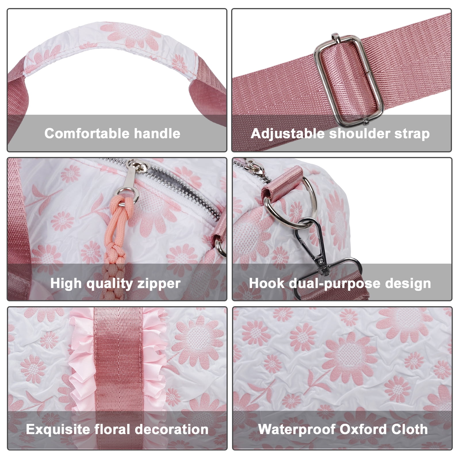 2pcs Oxford Travel Tote Bag Set for Women, Lightweight Weekender Duffel, Ideal for Carry-On, Overnight Trips, Gym, Daily Commute, Crossbody Bags