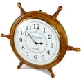 thumbnail image 2 of Nagina International Nautical Hand Crafted Wooden Ship Wheel with Quartz Times Wall Clock - Pirate Nursery Home Decor (24 Inches, White Dial Face), 2 of 6