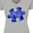 thumbnail image 4 of Inktastic Autism Awareness Be Kind Dark Blue Puzzle Piece Women's V-Neck T-Shirt, 4 of 5