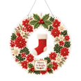 thumbnail image 2 of Christmas Diamond Painting Kit with Pearl Embellishment, Festive Round Wreath Art for Holiday Home Display, Merry & Bright Wall Hanging Decor 1Pc, 2 of 6