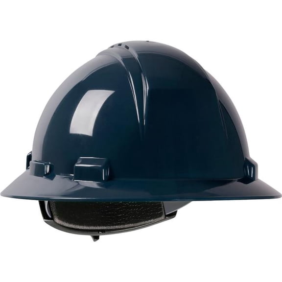 PIP Industries B3113536 Kilimanjaro Full Brim HDPE Shell Vented 4 Point Suspension Ratchet Adjustment Hard Hat, Navy
