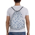 thumbnail image 2 of Drawstring Backpack - Cute Rabbit Flower Butterfly Rose Splash Proof Small Drawstring Gym Bag for Women Men, Cinch Sports String Bag Backpack for Travel Swimming Beach, 2 of 8