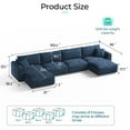 thumbnail image 3 of Linsy Home Oversized Modular Cloud Sectional Sofa, 165" 4 Seat U-Shaped Couches and Sofas with 2 Movable Ottomans, Blue, 3 of 11