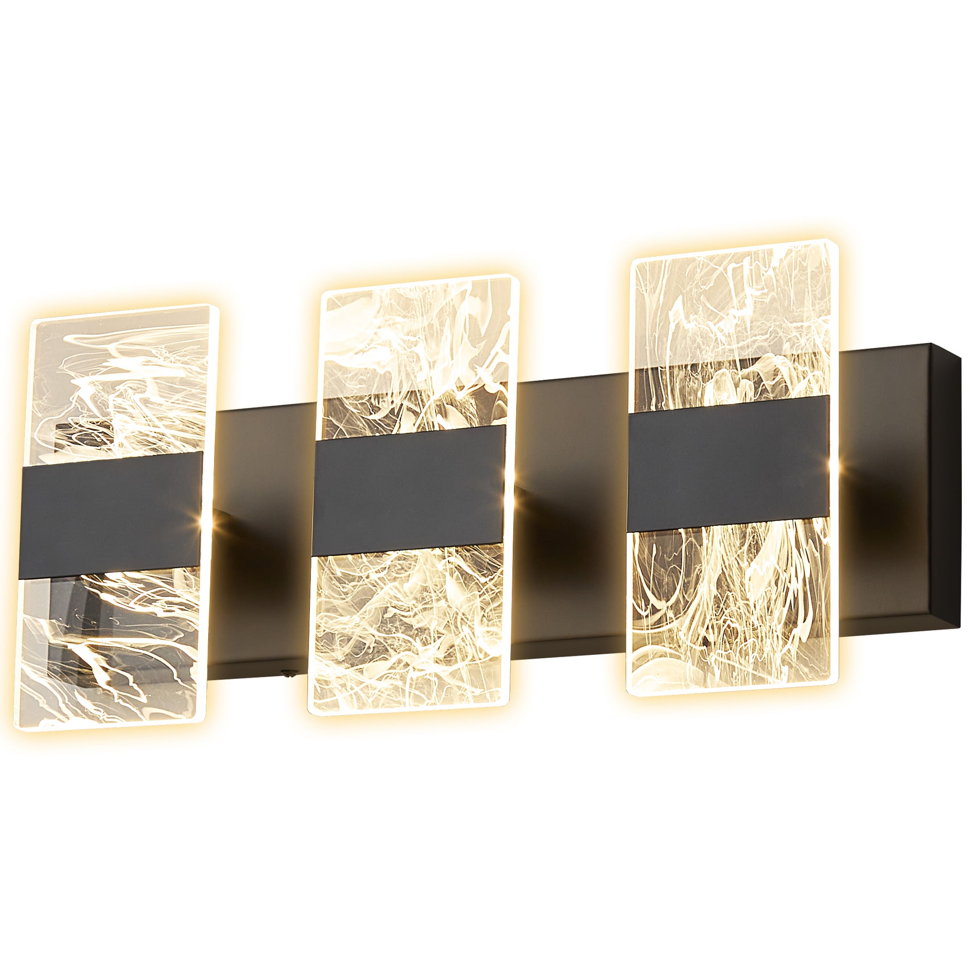 Deyidn 3-Light Black Dimmable LED Bathroom Vanity Light, 16.54 Inch Modern Wall Mirror Light for Vanity Mirror and Powder Room