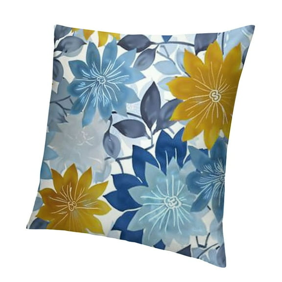 Outdoor Pillow Covers  Waterproof Outdoor Decorative Throw Pillow Covers Yellow Grey Blue Leaf Sofa Couch Cushion Cases for Patio Furniture Garden