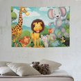 thumbnail image 3 of Orinice  Cartoon Tapestry, Comic Savannah Animals Playful Friendly Savannah Jungle Happy Wildlife Nature, Wide Wall Hanging for Bedroom Living Room Dorm, 60x40 Inch, Green Brown 60x40in, 3 of 7